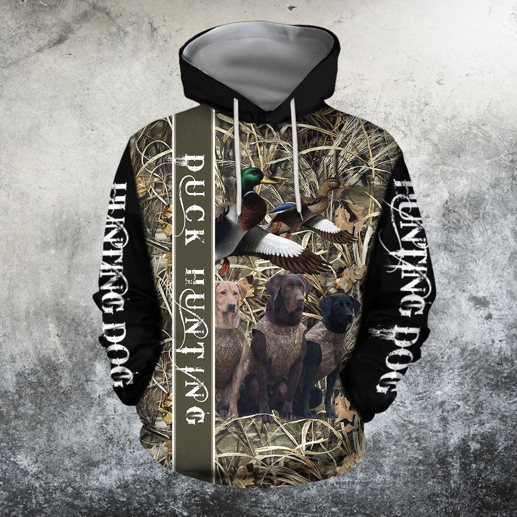 3D All Over Printed Duck Hunting Three Dog Hoodie - Amaze Style™-Apparel