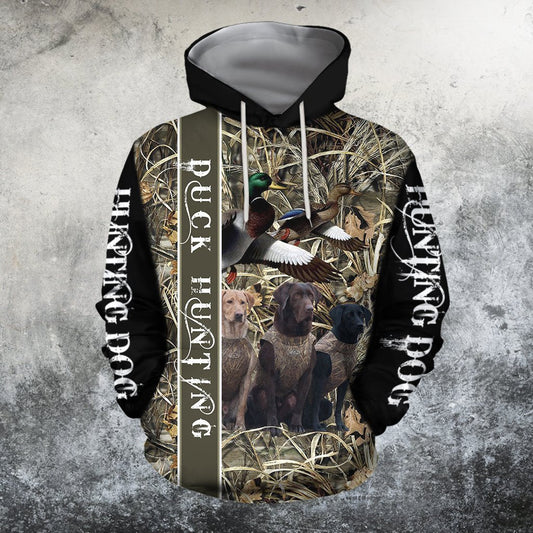 3D All Over Printed Duck Hunting Three Dog Hoodie - Amaze Style™-Apparel