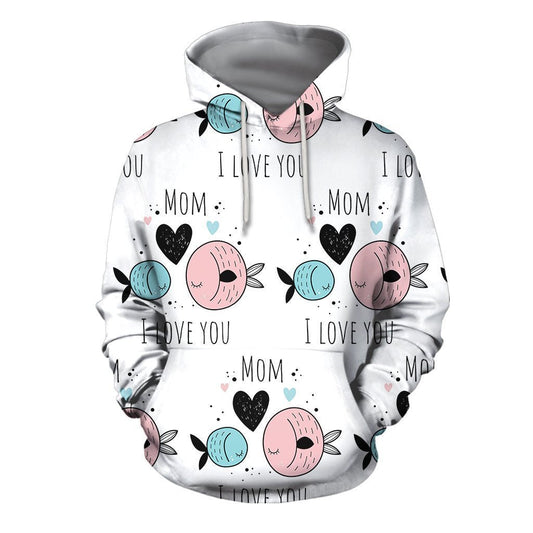 3D All Over I Love Mom Hoodie - Amaze Style™-Apparel