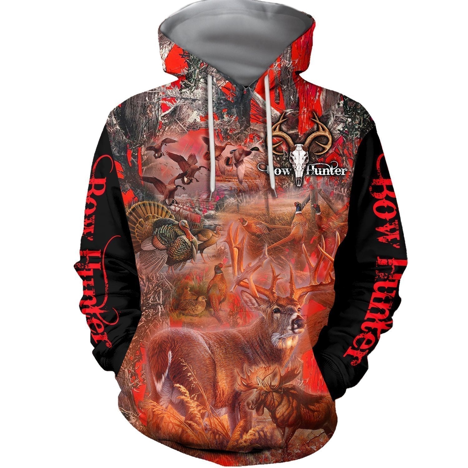 3D All Over Printed Beautiful Red Camo Hunting Hoodie - Amaze Style™-Apparel