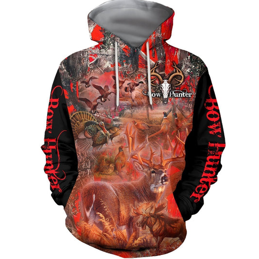 3D All Over Printed Beautiful Red Camo Hunting Hoodie - Amaze Style™-Apparel