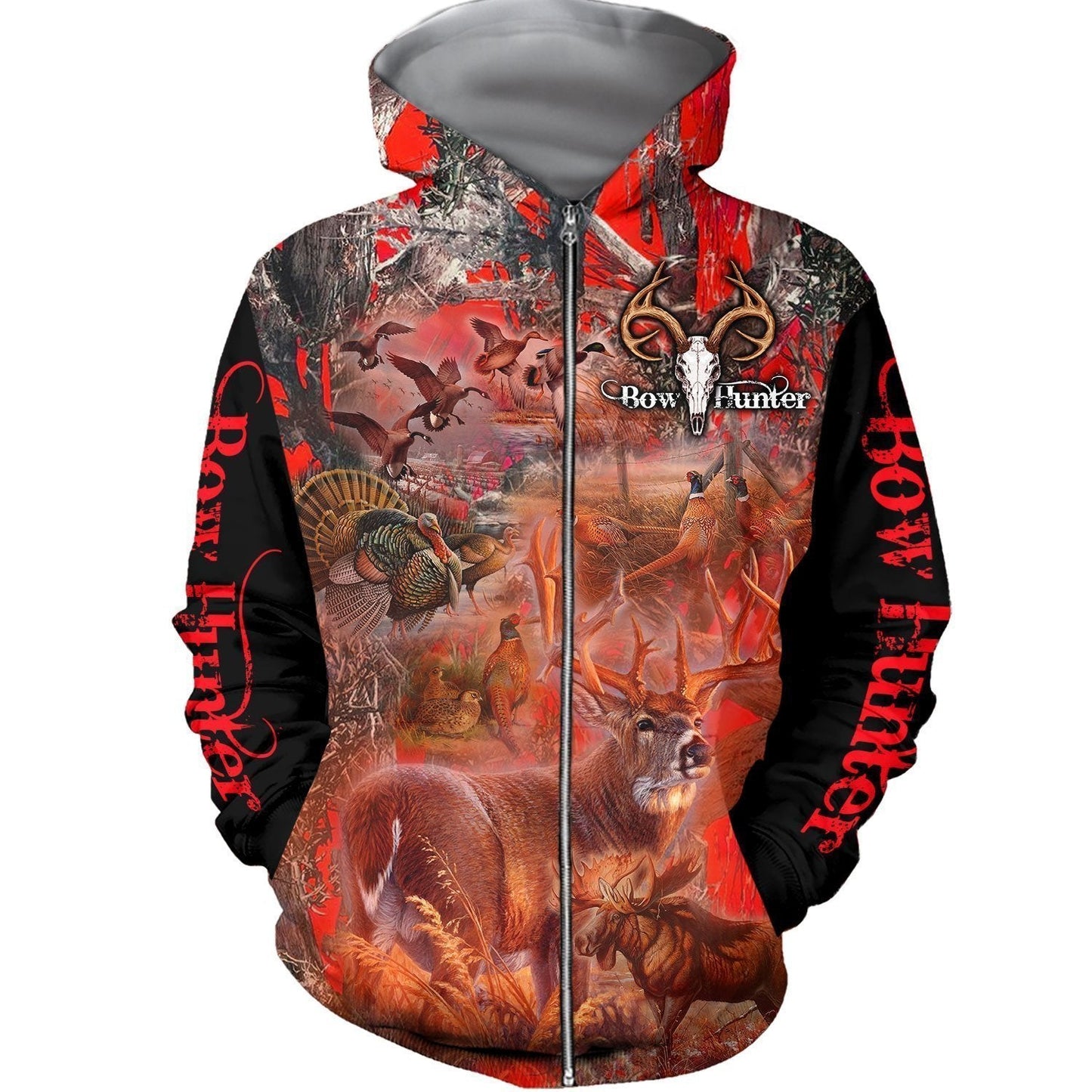 3D All Over Printed Beautiful Red Camo Hunting Hoodie - Amaze Style™-Apparel
