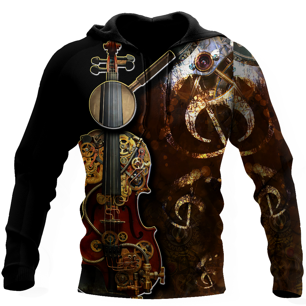 Steampunk Violin Mechanic All Over Printed Hoodie For Men and Women TN