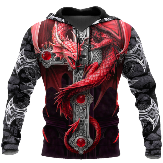 Tattoo and Dungeon Dragon Hoodie T Shirt For Men and Women HAC090606-Apparel-NM-Hoodie-S-Vibe Cosy™