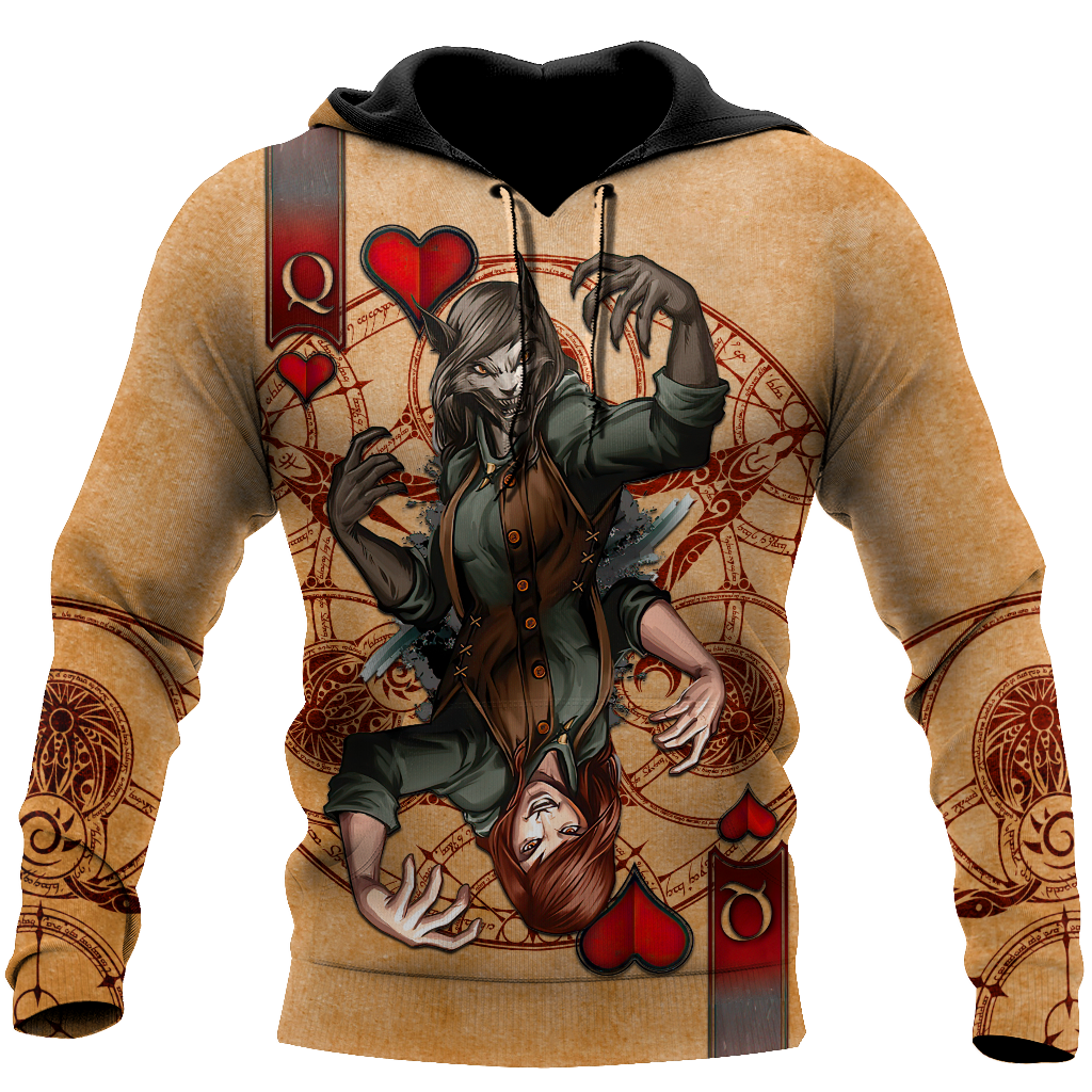 Wolf Poker All Over Printed Unisex Deluxe Hoodie ML