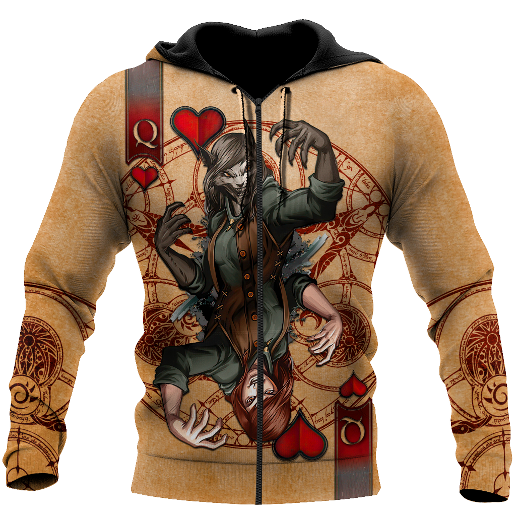 Wolf Poker All Over Printed Unisex Deluxe Hoodie ML
