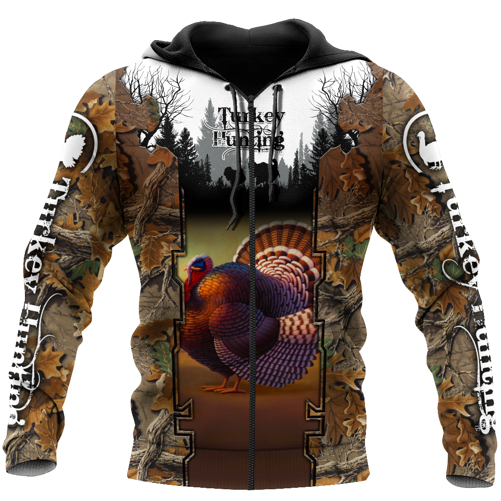 Camo Turkey Hunting Hoodie T-Shirt Sweatshirt for Men and Women Pi031202-Apparel-NM-Zip hoodie-S-Vibe Cosy™