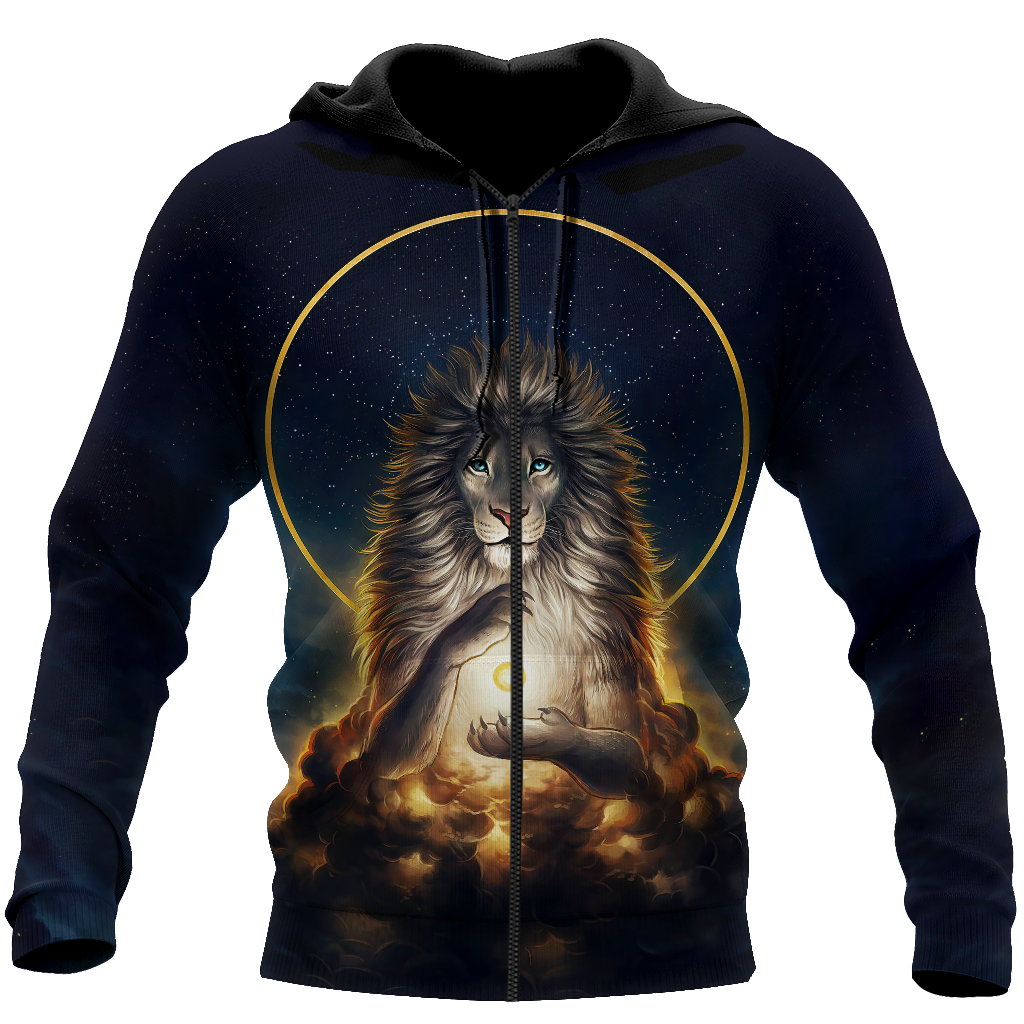 3D Magical Lion God Over Printed Hoodie