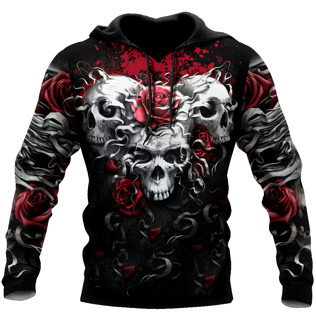 Unique Unisex All Over Printed Skulls And Roses Shirts MEI