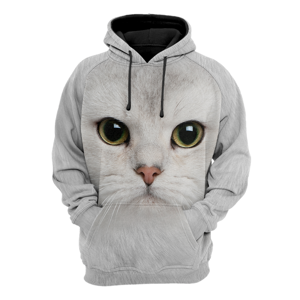 White Cat face hair premium hoodie sweatshirt cover