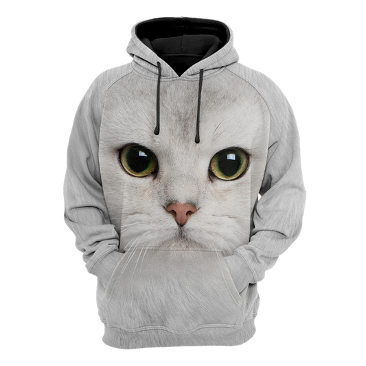 White Cat face hair premium hoodie sweatshirt cover