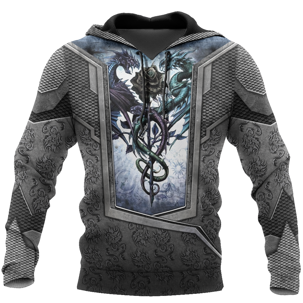 3D Tattoo and Dungeon Dragon Hoodie HAC020114-Apparel-NM-Hoodie-S-Vibe Cosy™