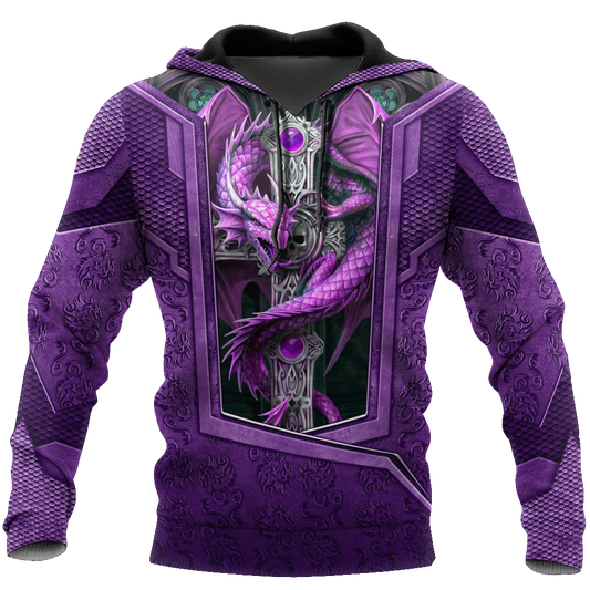 3D Tattoo and Dungeon Dragon Hoodie HAC27123-Apparel-NM-Hoodie-S-Vibe Cosy™