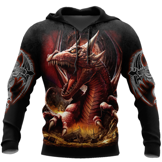 3D Armor Tattoo and Dungeon Dragon Hoodie HAC140101-Apparel-NM-Hoodie-S-Vibe Cosy™