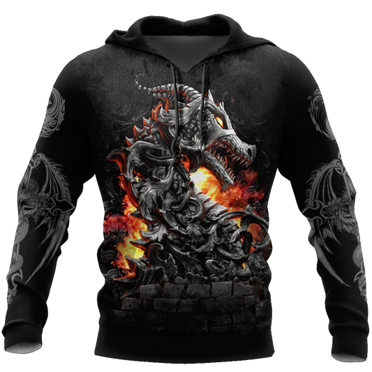 3D Armor Tattoo and Dungeon Dragon Hoodie HAC140103-Apparel-NM-Hoodie-S-Vibe Cosy™