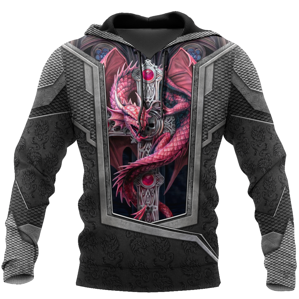 3D Tattoo and Dungeon Dragon Hoodie HAC26124-Apparel-NM-Hoodie-S-Vibe Cosy™