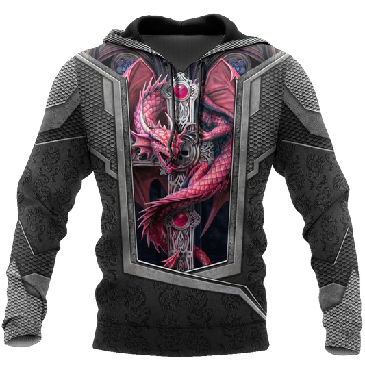 3D Tattoo and Dungeon Dragon Hoodie HAC26124-Apparel-NM-Hoodie-S-Vibe Cosy™