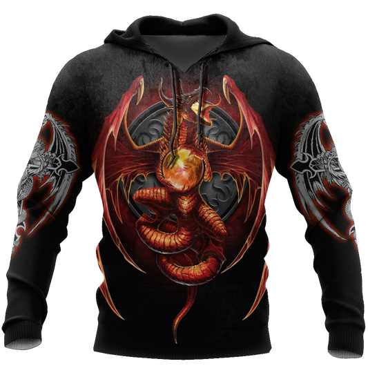 3D Armor Tattoo and Dungeon Dragon Hoodie HAC140102-Apparel-NM-Hoodie-S-Vibe Cosy™