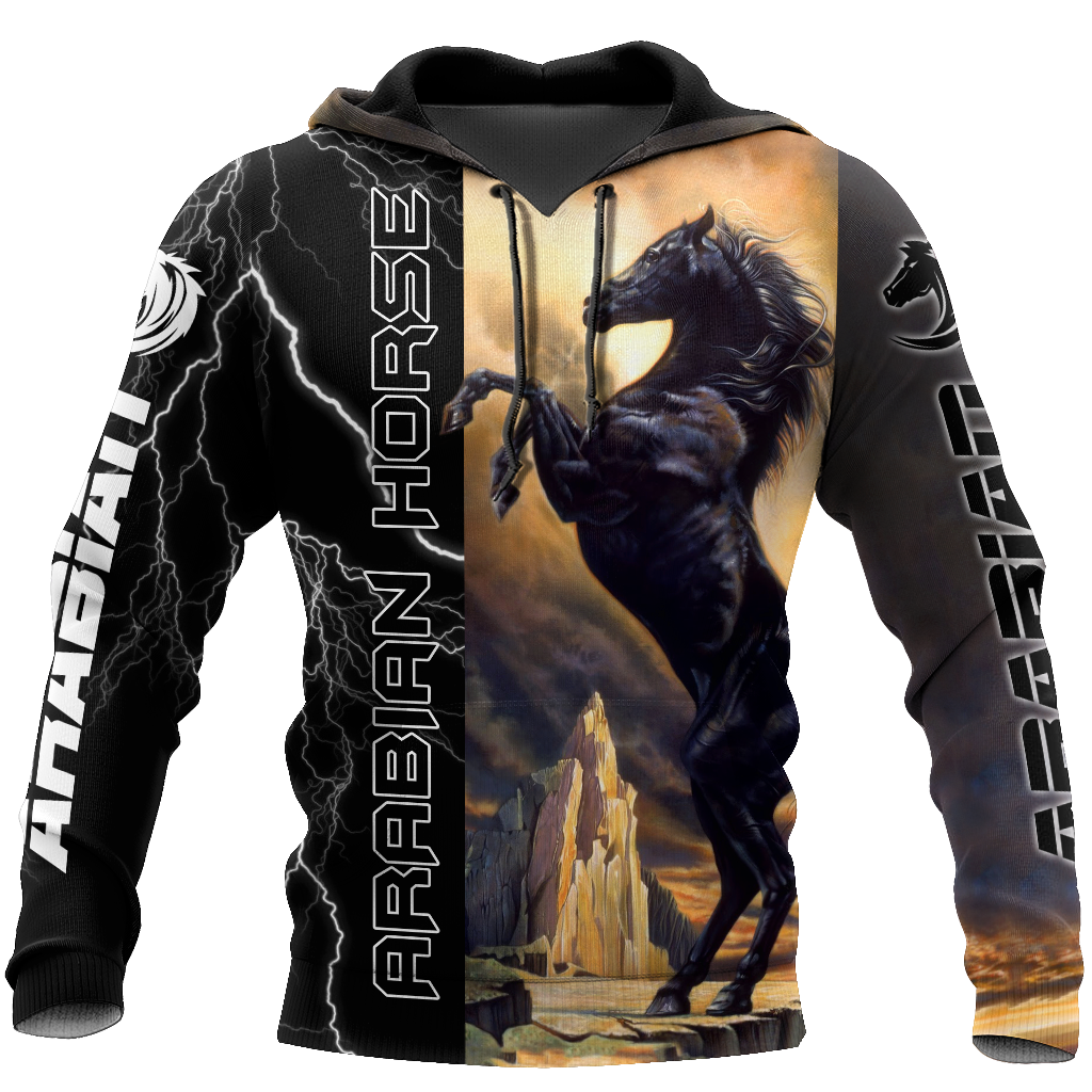 Black Stallion Arabian Horse 3D All Over Printed Shirt Hoodie Pi301202 - Amaze Style™-Apparel