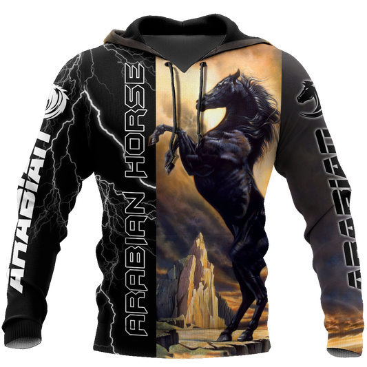 Black Stallion Arabian Horse 3D All Over Printed Shirt Hoodie Pi301202 - Amaze Style™-Apparel