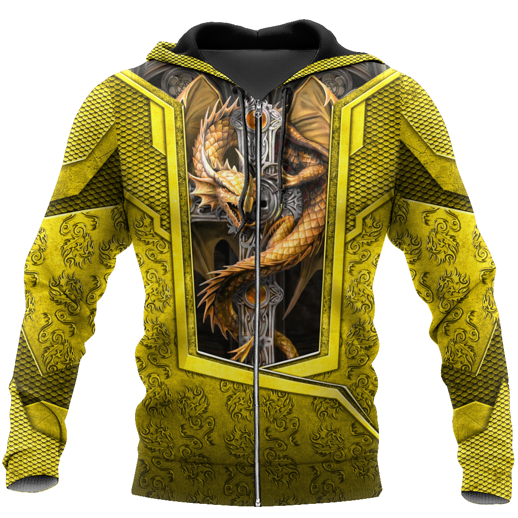 3D Tattoo and Dungeon Dragon Hoodie HAC301203-Apparel-NM-Zip hoodie-S-Vibe Cosy™