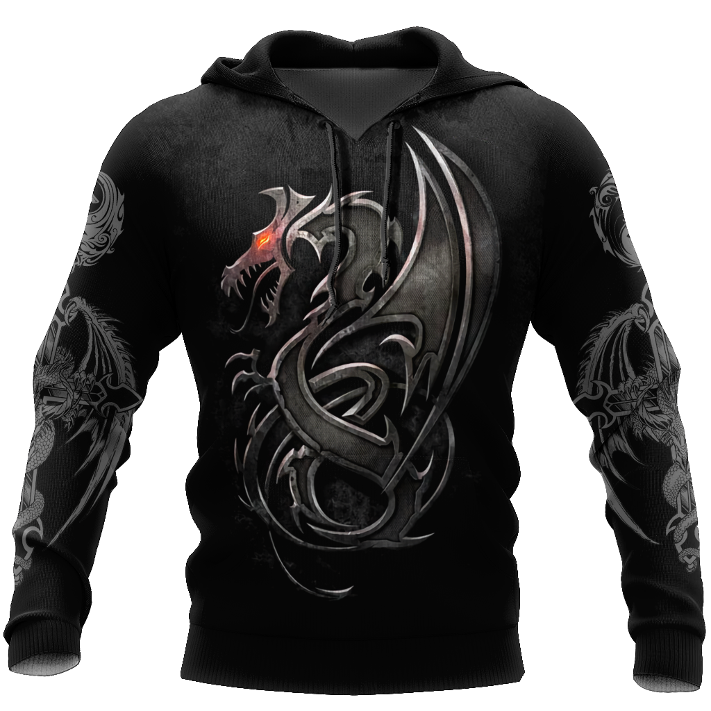 3D Armor Tattoo and Dungeon Dragon Hoodie HAC130102 - Amaze Style™-Apparel