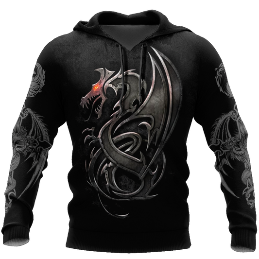 3D Armor Tattoo and Dungeon Dragon Hoodie HAC130102 - Amaze Style™-Apparel