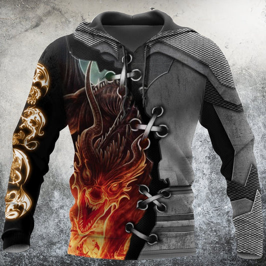 3D Tattoo and Dungeon Dragon Hoodie HAC111201-Apparel-NM-Hoodie-S-Vibe Cosy™