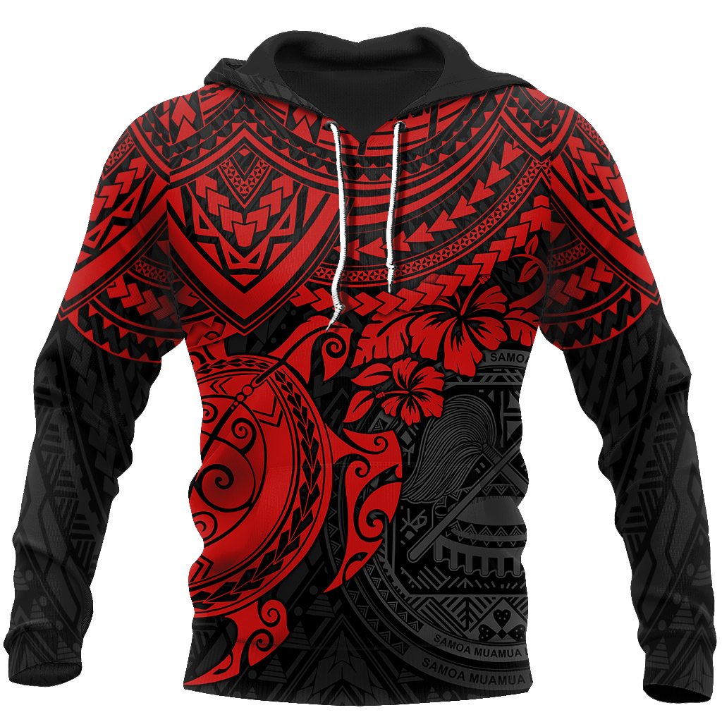 American Samoa Polynesian Hoodie Red Turtle JJ300102 PL - Amaze Style™-Apparel
