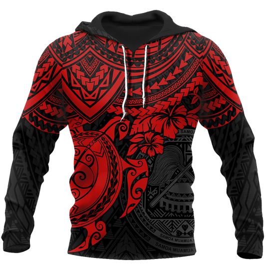 American Samoa Polynesian Hoodie Red Turtle JJ300102 PL - Amaze Style™-Apparel