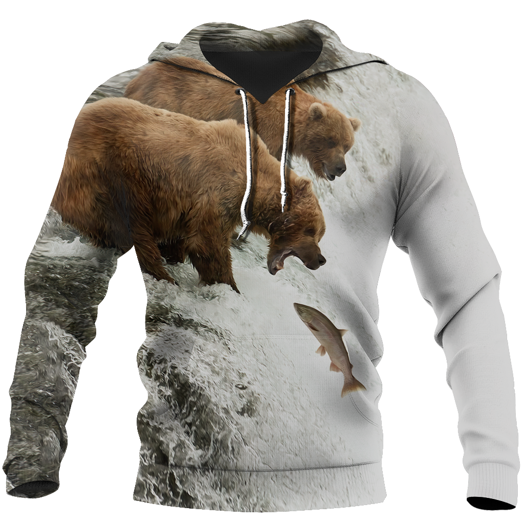 Bear hunts fish 3D all over printer shirts for man and women JJ241203 PL - Amaze Style™-Apparel