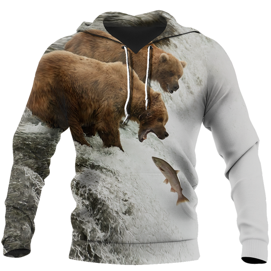 Bear hunts fish 3D all over printer shirts for man and women JJ241203 PL - Amaze Style™-Apparel