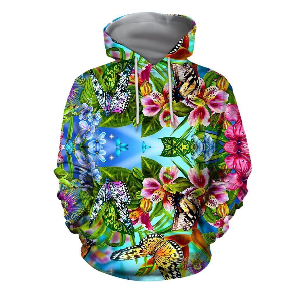 3D All Over Printed Flower Butterflies Shirts And Shorts - Amaze Style™-Apparel