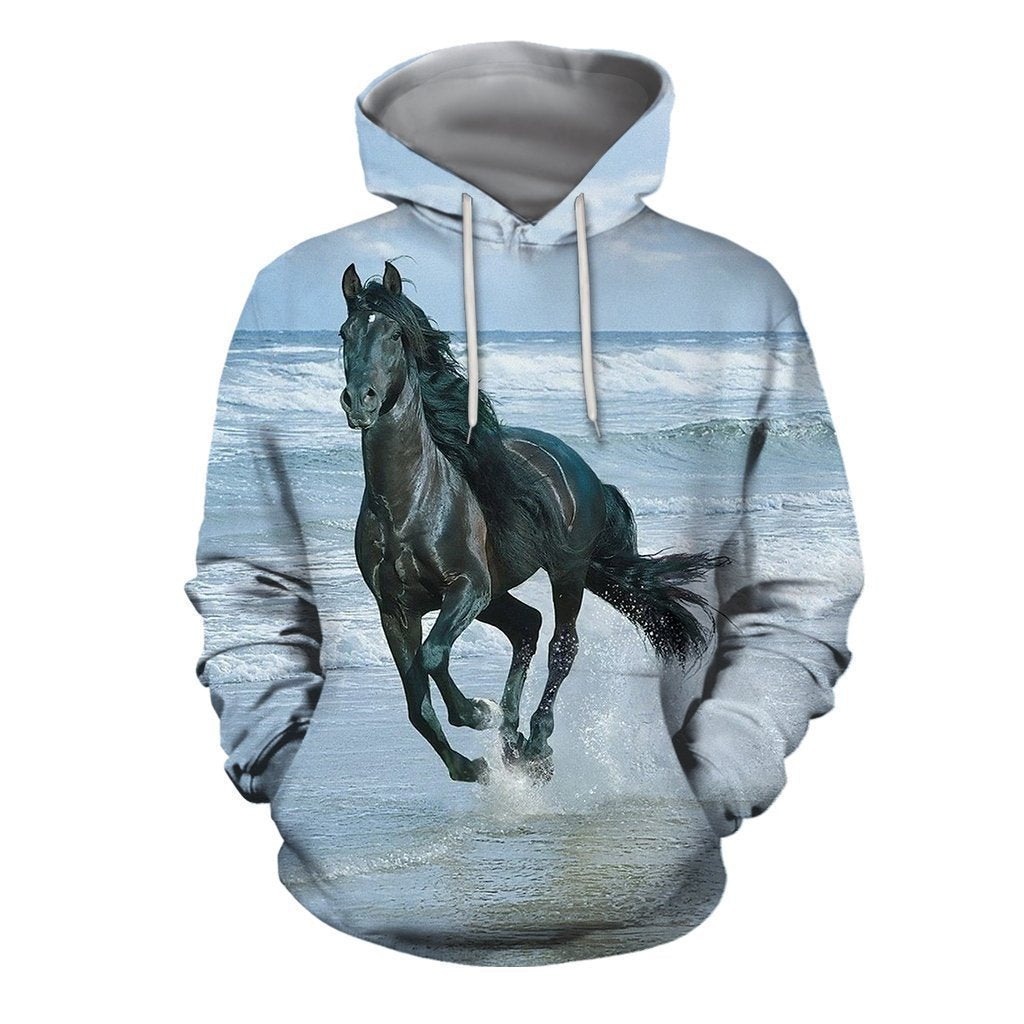 3D All Over Printed Horse Black Shirts And Shorts - Amaze Style™-Apparel