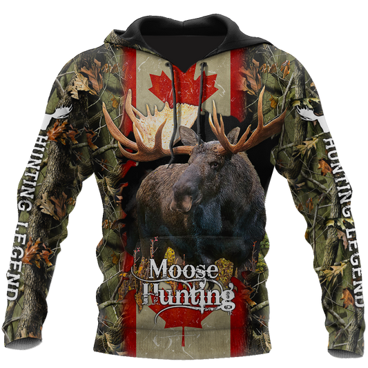 Canada Moose Hunting Legend 3D All Over Print Hoodie