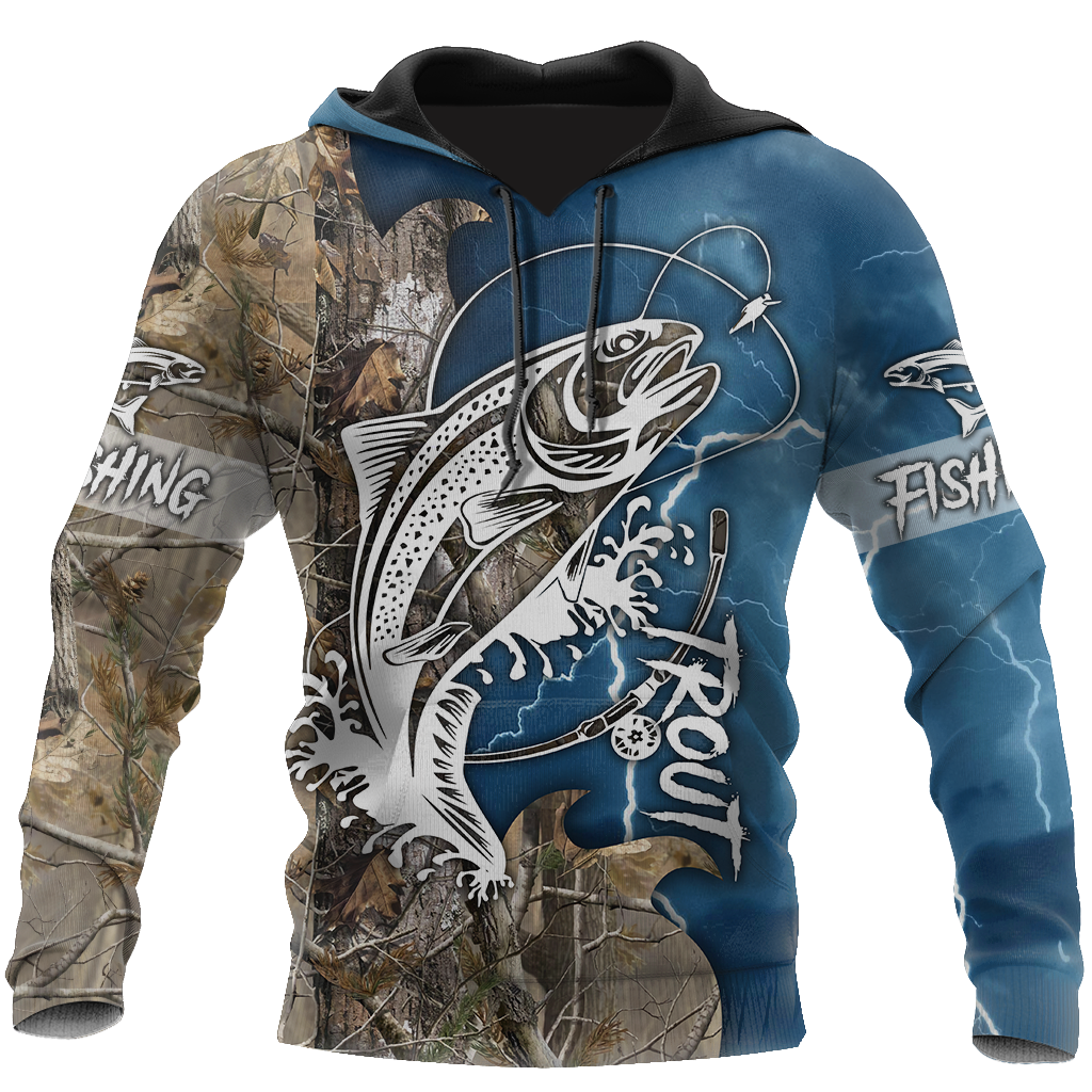 Trout Fishing Tattoo camo shirts for men and women blue color