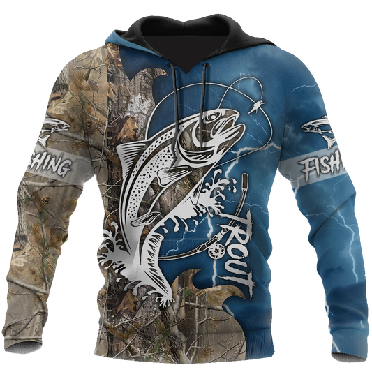 Trout Fishing Tattoo camo shirts for men and women blue color