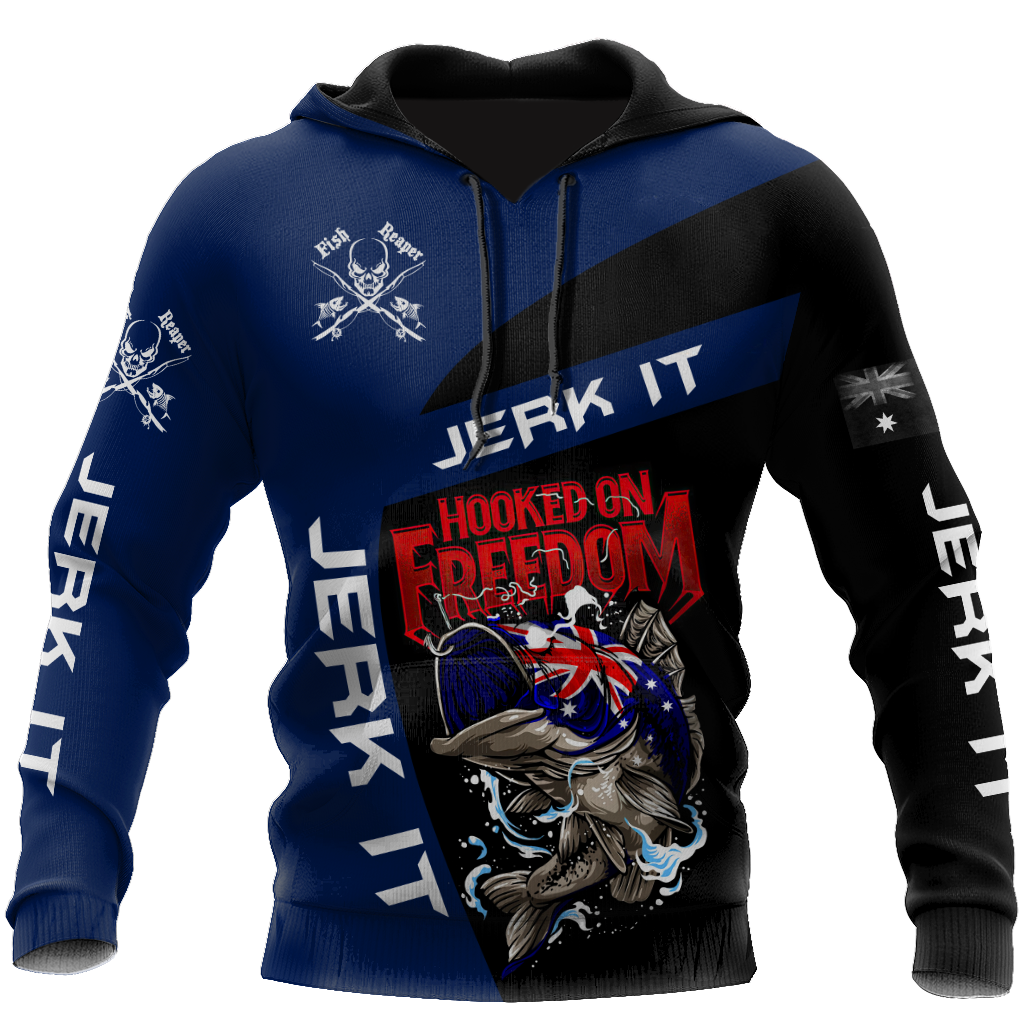 Tmarc Tee Hooked on Freedom Australia Fishing 3D printed shirts for men and women