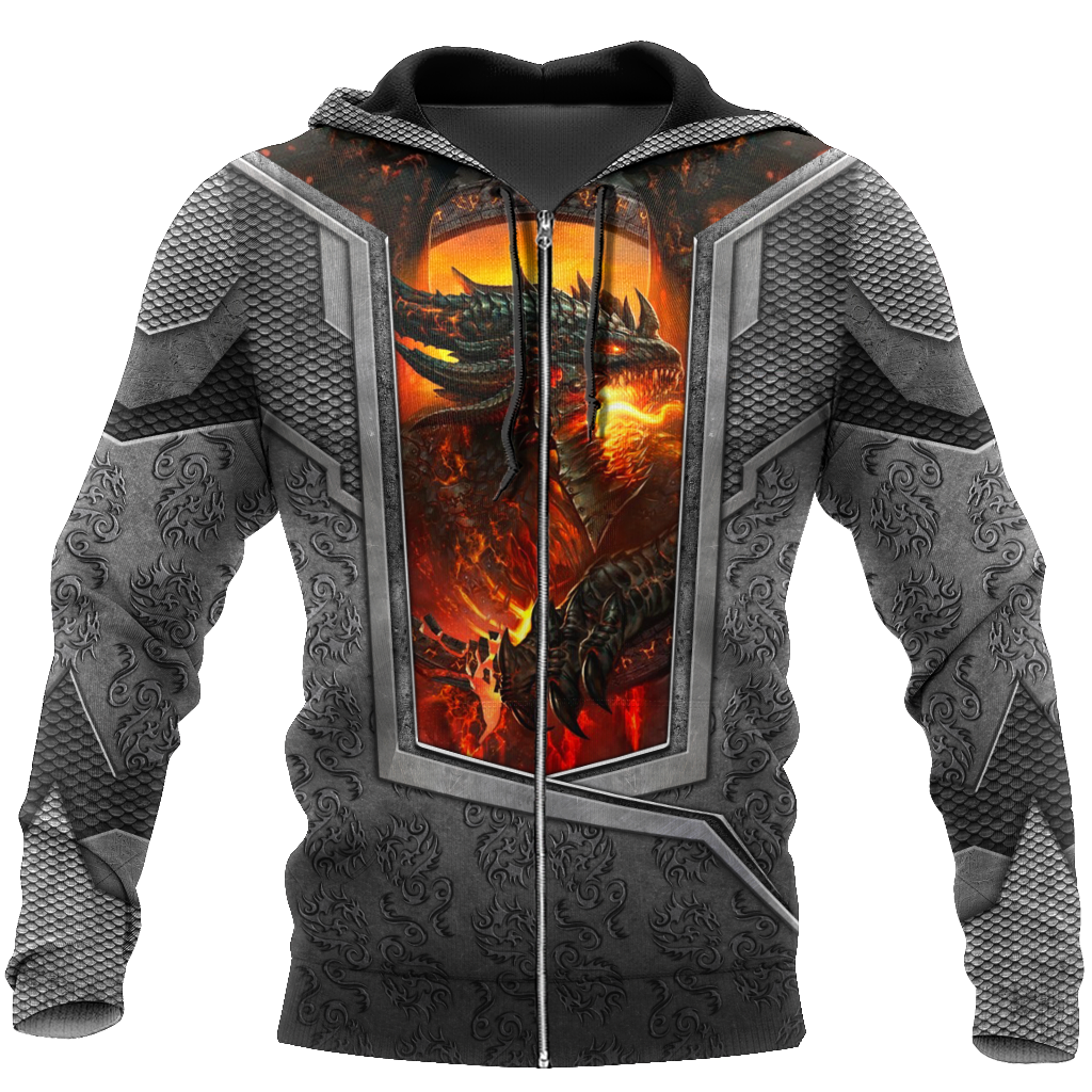 3D Tattoo and Dungeon Dragon Hoodie HAC020115-Apparel-NM-Zip hoodie-S-Vibe Cosy™