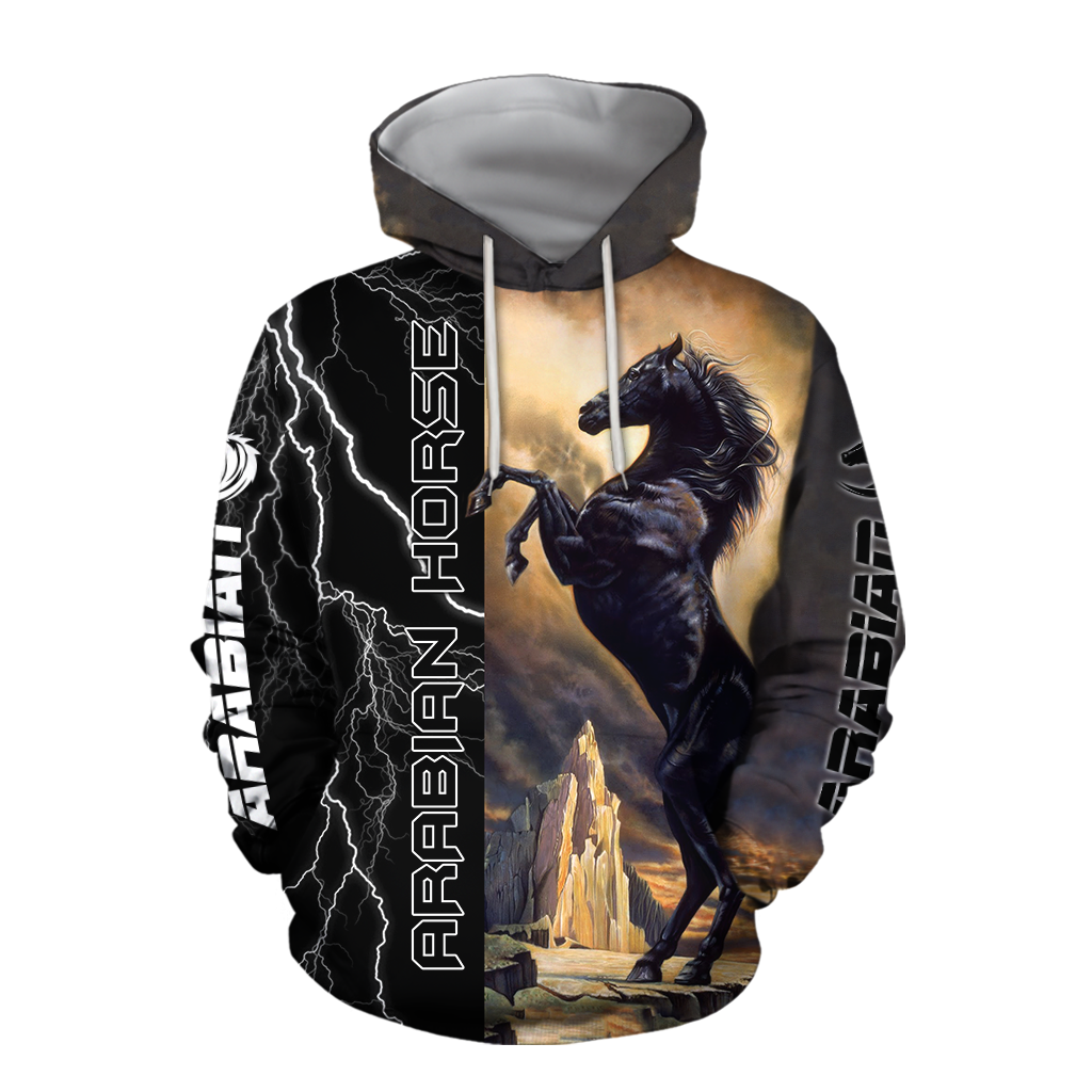 Black Stallion Arabian Horse 3D All Over Printed Shirt Hoodie Pi301202 - Amaze Style™-Apparel