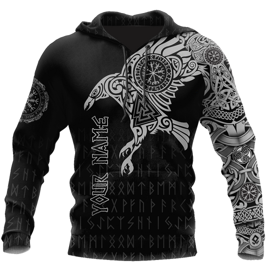 Vikings - The Raven of Odin Tattoo Custom Name