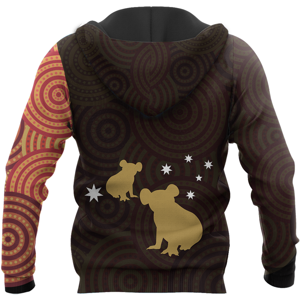 Australia In My Heart Aboriginal Tattoo Koala Hoodie Yellow AZ200201 - Amaze Style™-Apparel