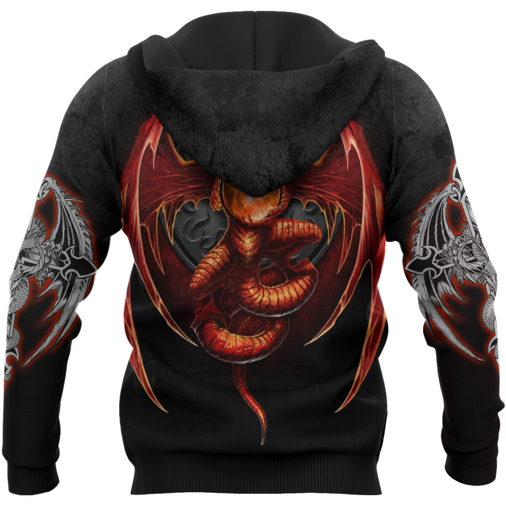 3D Armor Tattoo and Dungeon Dragon Hoodie HAC140102-Apparel-NM-Hoodie-S-Vibe Cosy™