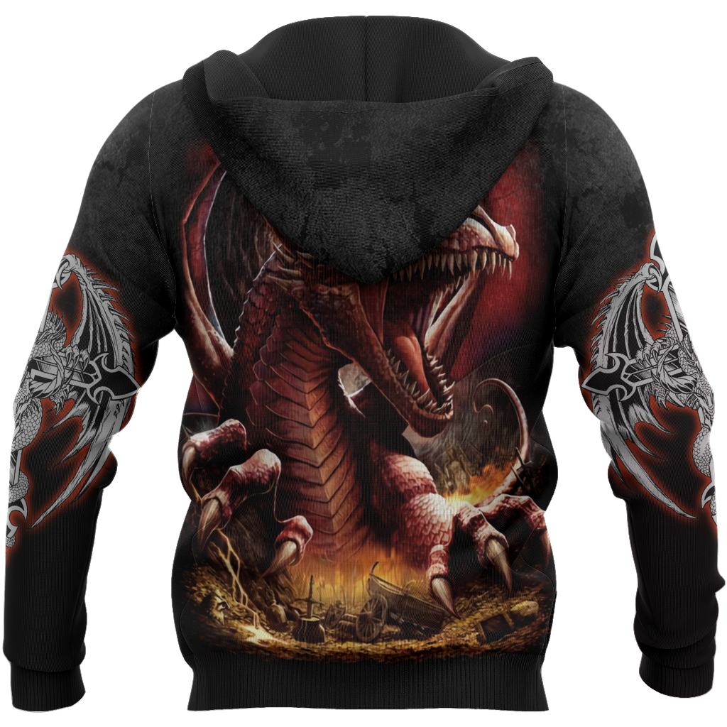3D Armor Tattoo and Dungeon Dragon Hoodie HAC140101-Apparel-NM-Hoodie-S-Vibe Cosy™