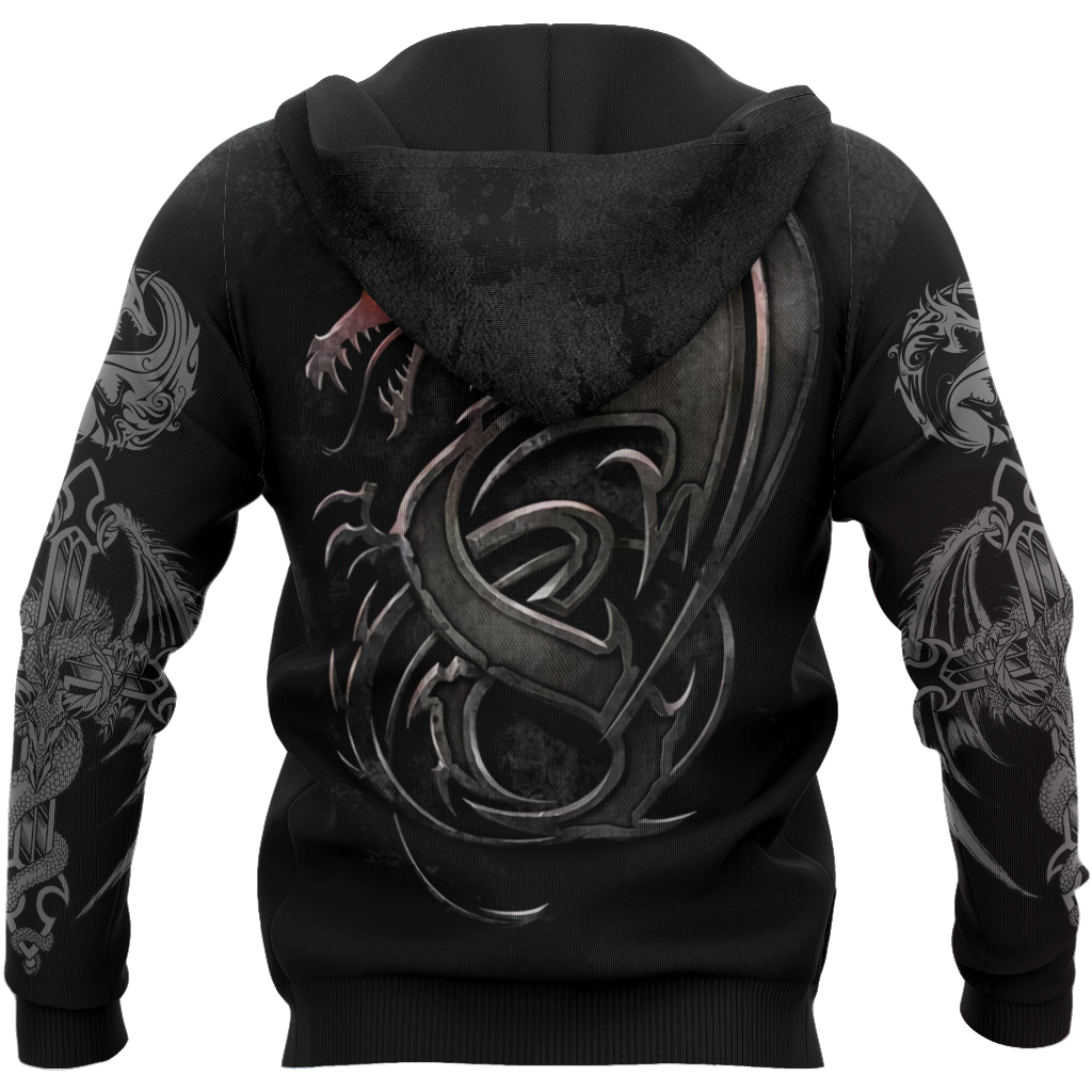 3D Armor Tattoo and Dungeon Dragon Hoodie HAC130102 - Amaze Style™-Apparel