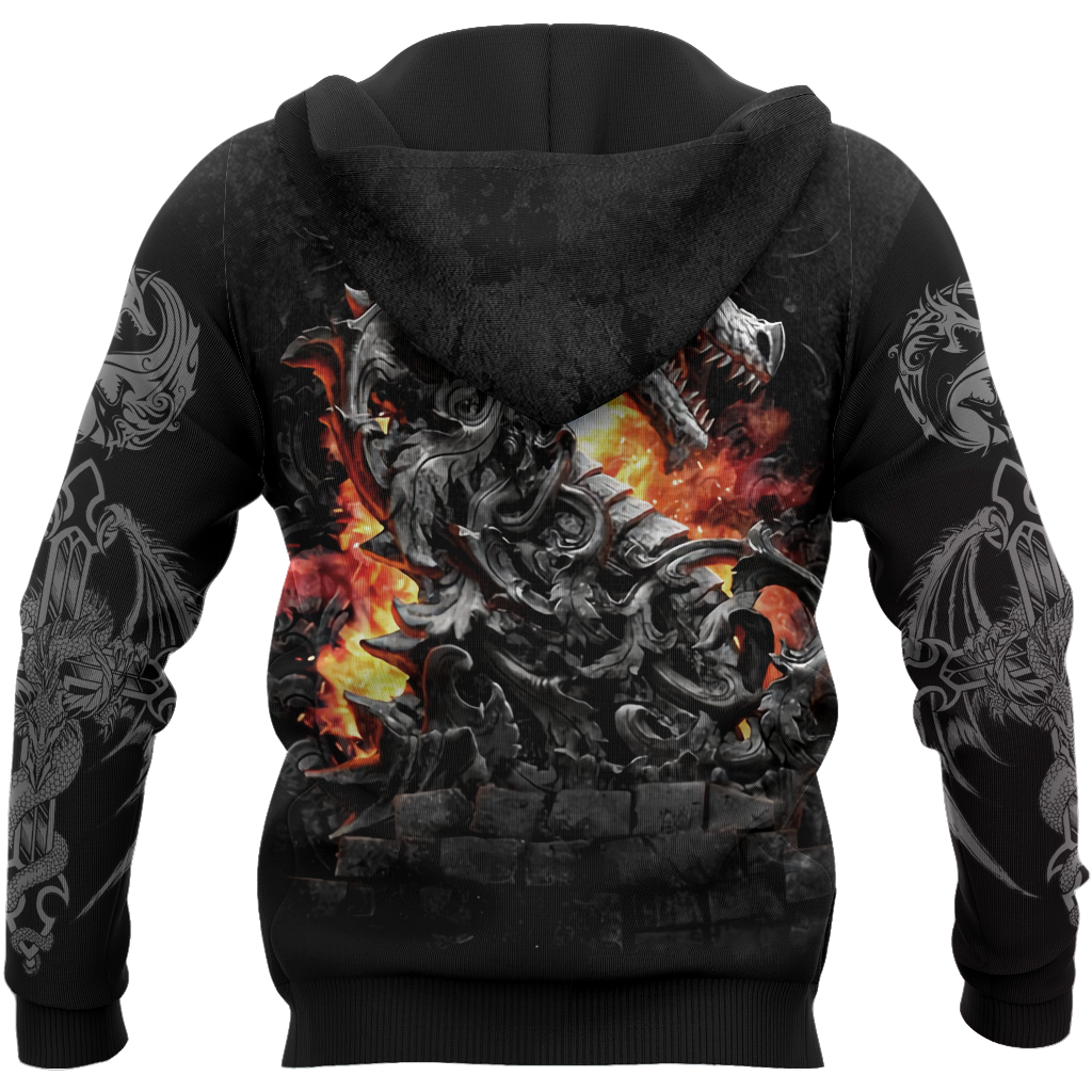 3D Armor Tattoo and Dungeon Dragon Hoodie HAC140103-Apparel-NM-Hoodie-S-Vibe Cosy™