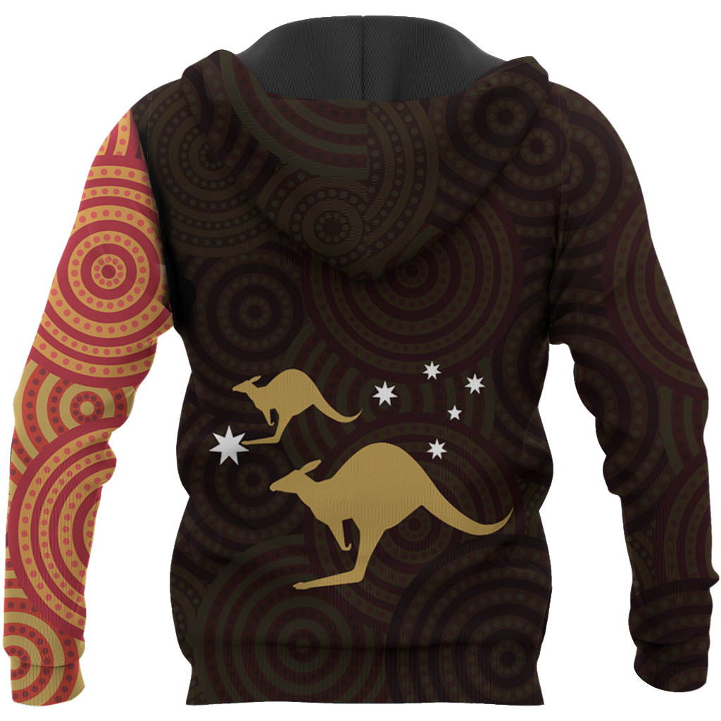 Australia In My Heart Aboriginal Tattoo Kangaroo Hoodie Yellow (No "Australia" words on back) - Amaze Style™-Apparel