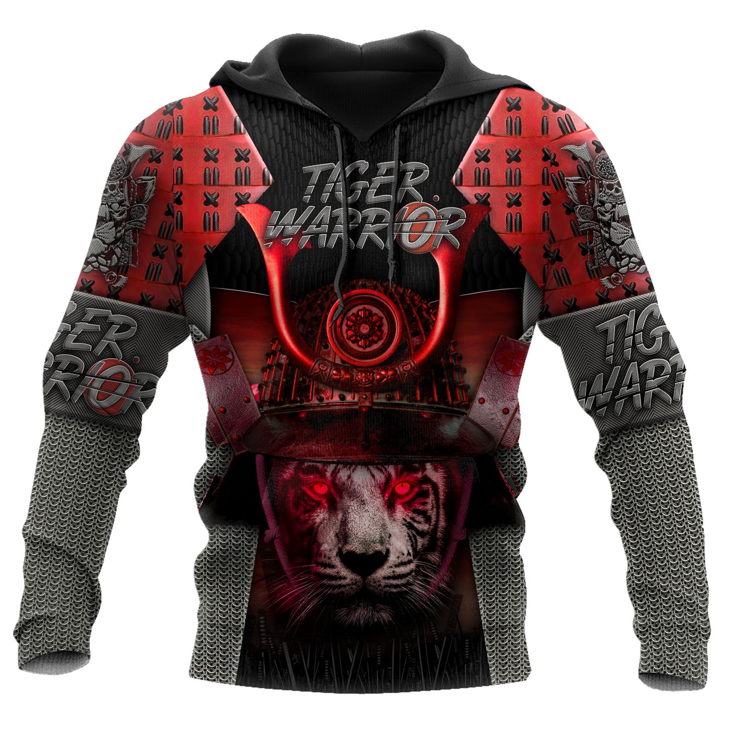 3D Tiger Samurai Warrior Custom Name Hoodie Shirt for Men and Women