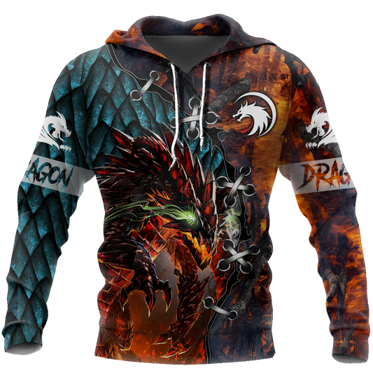 3D Tattoo and Dungeon Dragon T Shirt Hoodie TR121202-Apparel-NM-Hoodie-S-Vibe Cosy™