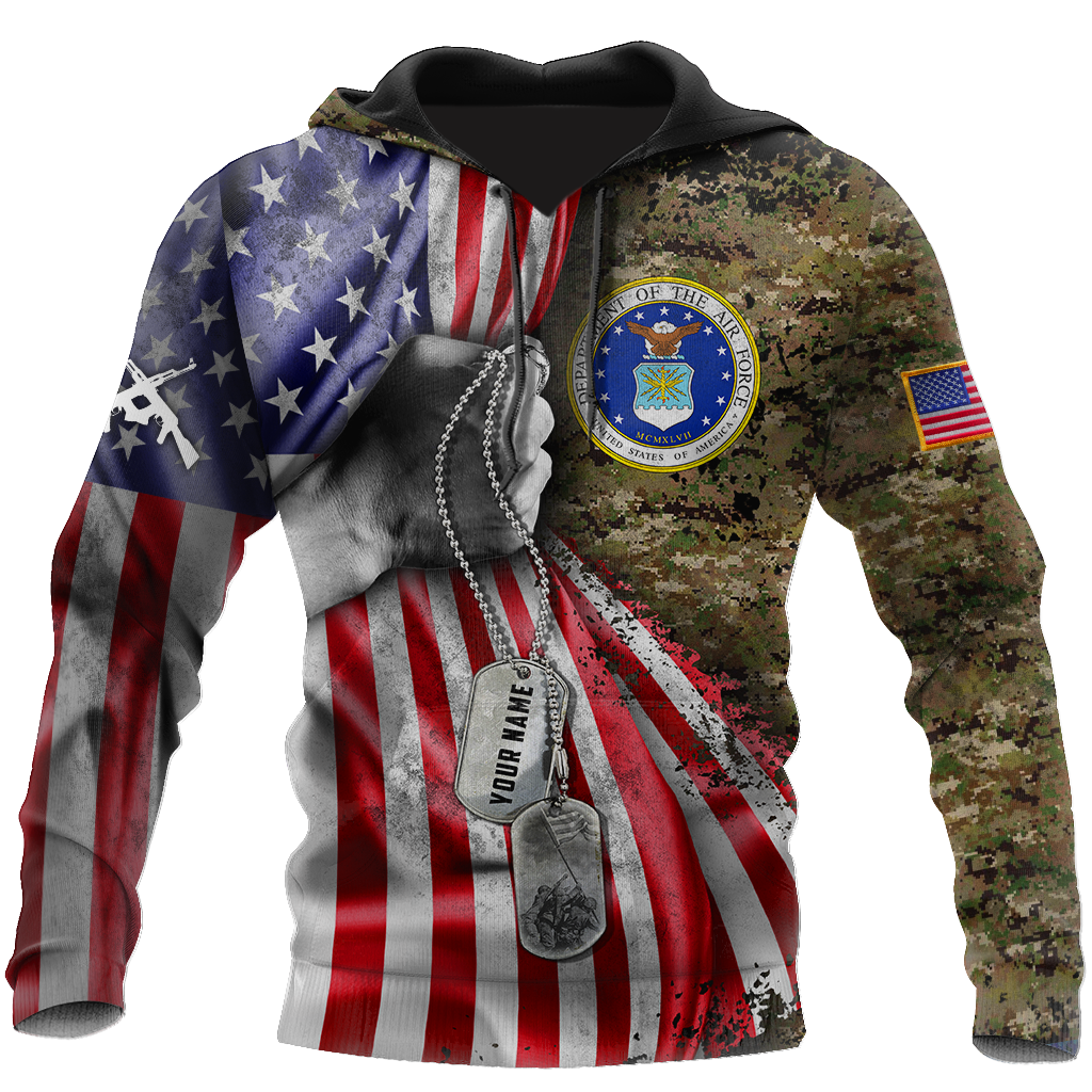 US Air Force tag Custom name 3D shirts for men and women Proud Military
